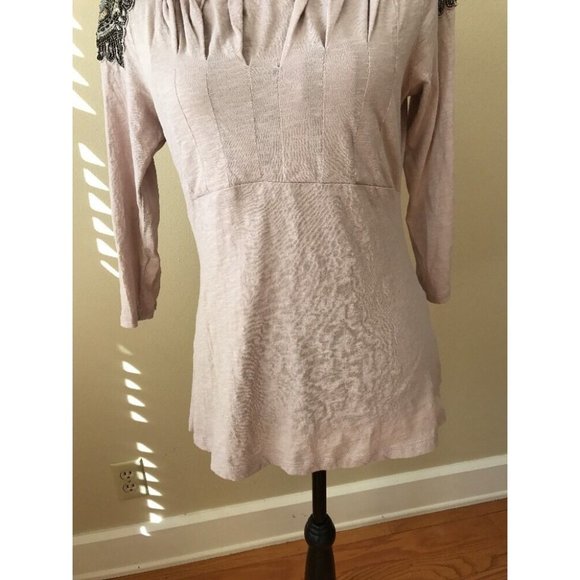 Anthropologie DELETTA Taupe Epaulette Corinthian T - Picture 5 of 8